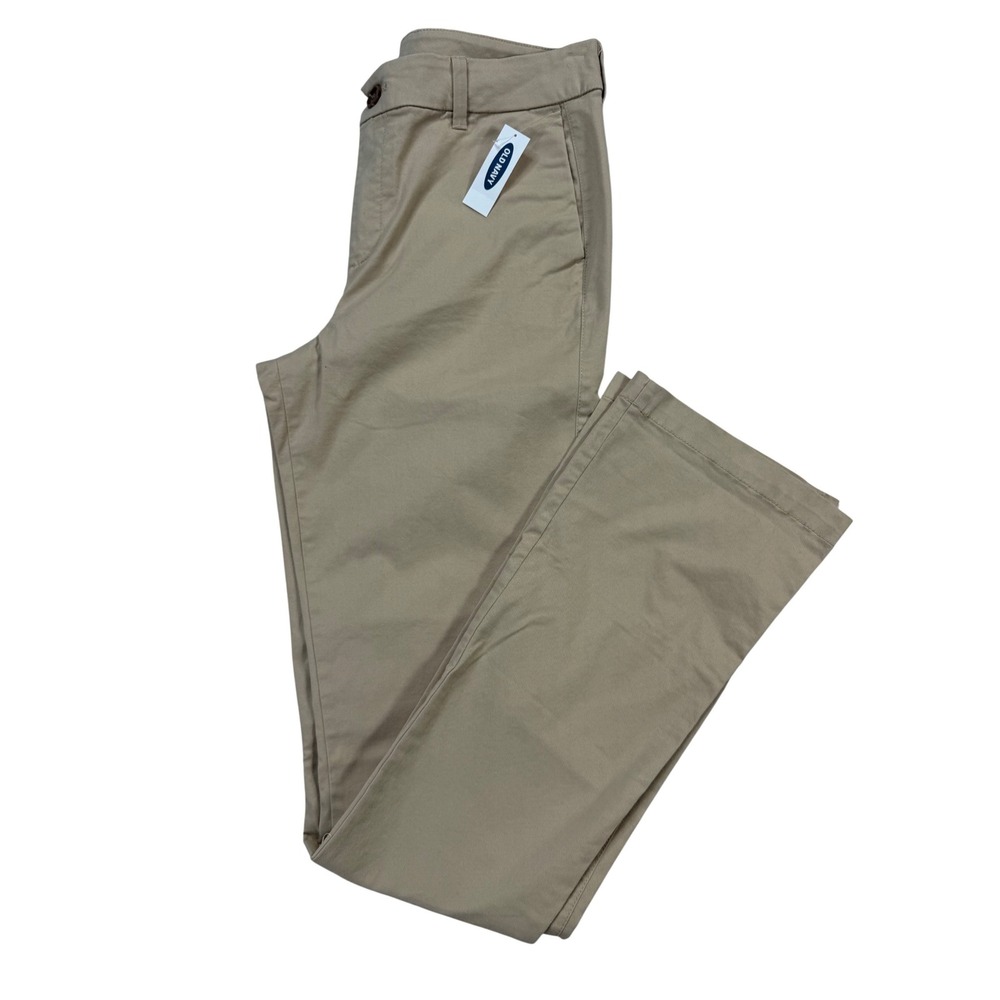 Old Navy Boot-Cut Chino Pants Women 8 Tall Khaki New Stretch Cotton Twill NWT